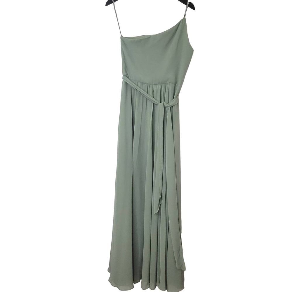 Amsale Green Gown Green 10‎ Long Dress Chiffon Formal Bridesmaid Wedding